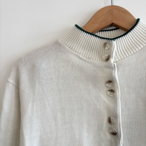 Vintage Striped Mockneck Button Up Sweater - Picture 3 of 12
